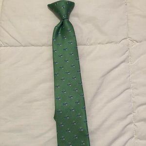 Youth boys green clip-on tie